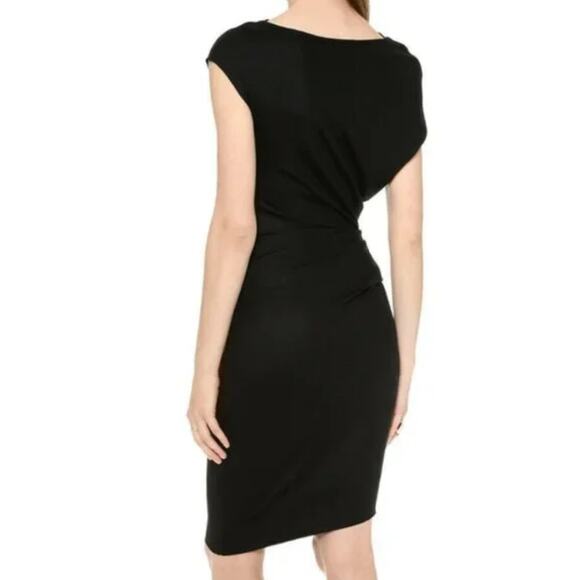 Helmut Lang Sonar Dress 100% Wool Asymmetrical Gathered Dress Artsy Lagenlook L - Picture 3 of 12